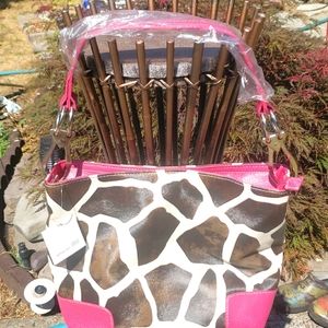 Faux cow skin and cegan pink leather purse